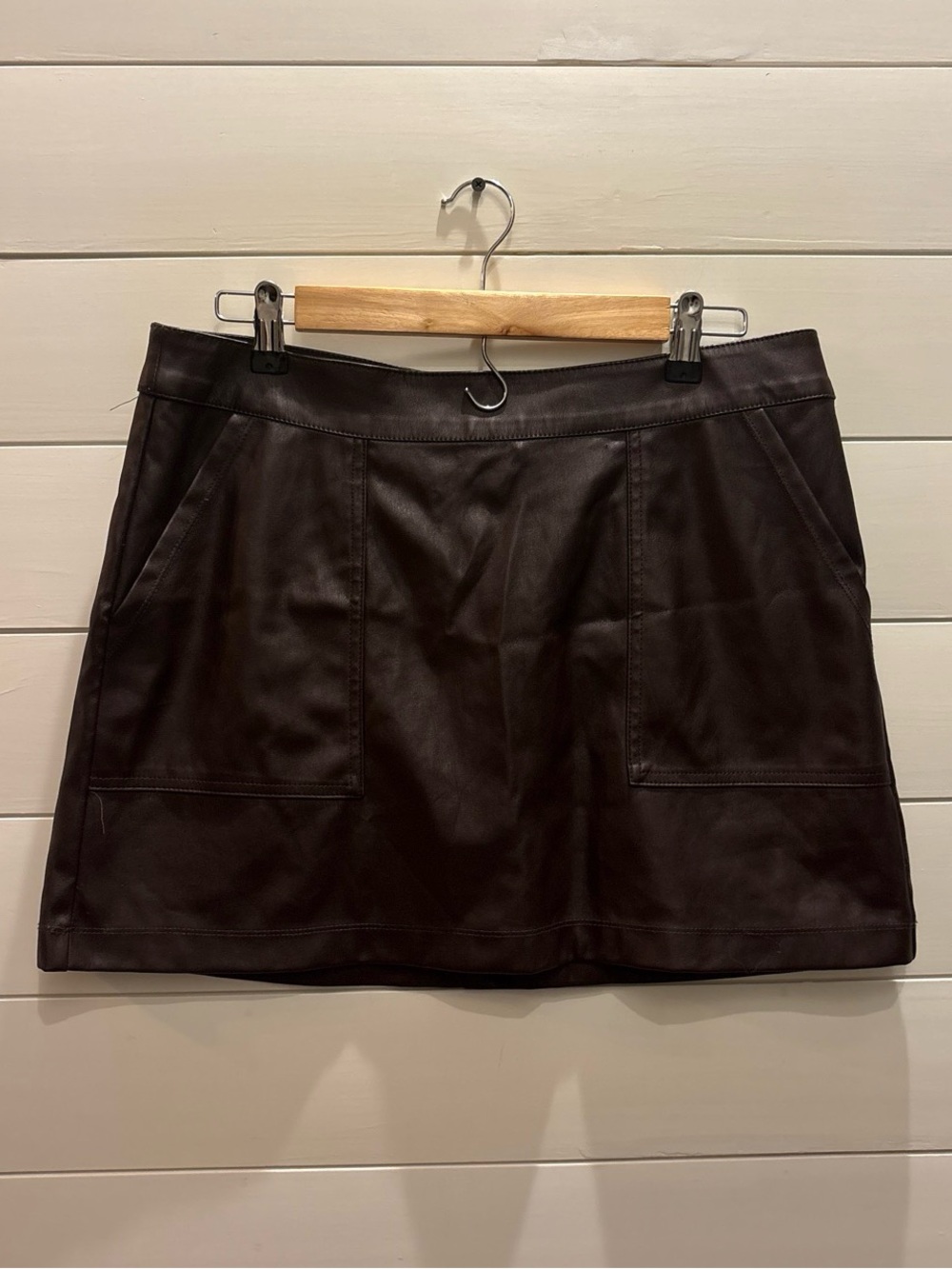 a new day Dark Brown Faux Leather Mini Skirt